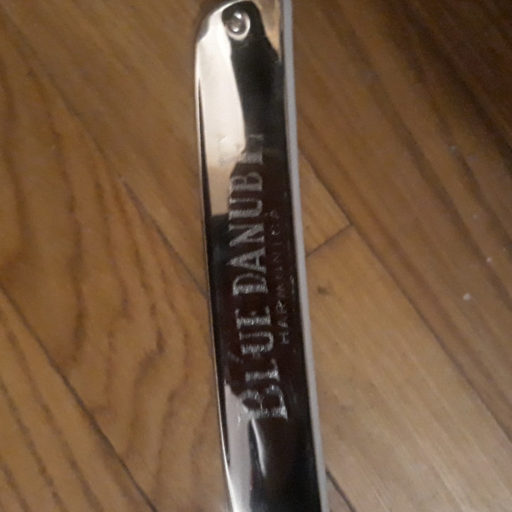 VINTAGE 7 1/4 INCH LONG BLUE DANUBE HARMONICA